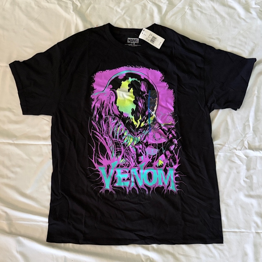 Marvel Venom Tee - Black with Purple & Aqua Design, NWT men’s L